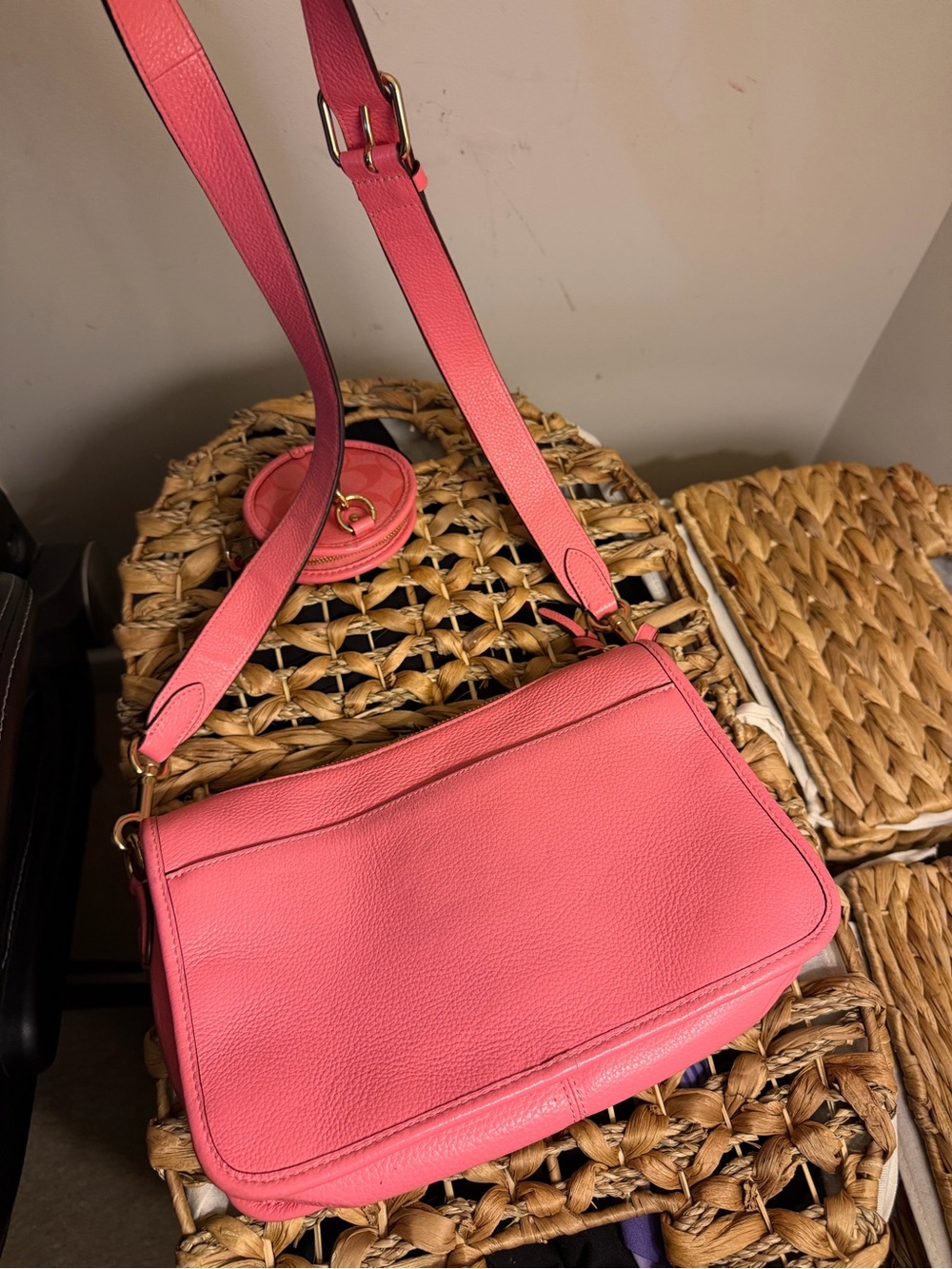 Coach Pink Pebbled Leather Crossbody with Coin Pouch and Front Pockets - Picture 2 of 4